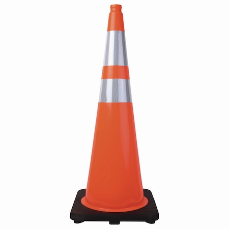 Tatco Traffic Cone, 14.5 x 1 x 36, Orange/Silver 25960